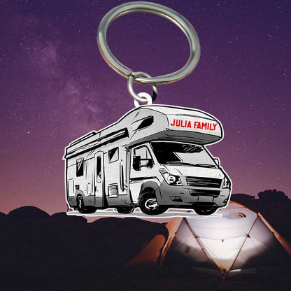 Personalized Camping Keychain, Camping Trailers Flat Acrylic Keychain for Camper SO0191