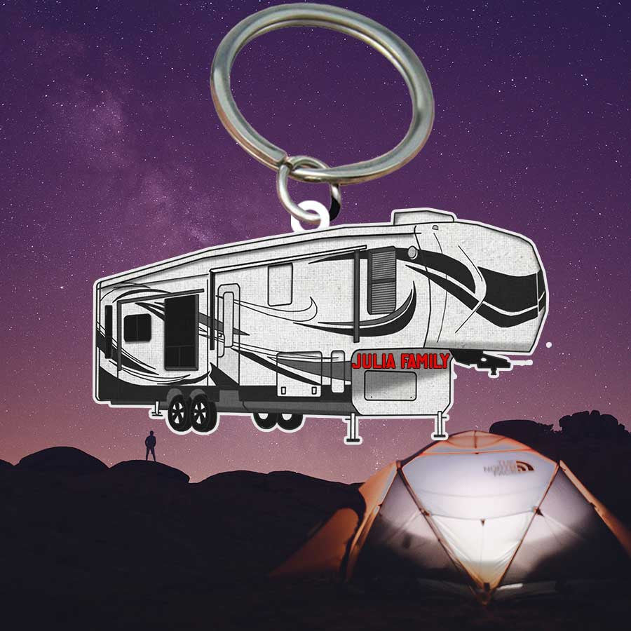 Personalized Camping Keychain, Camping Trailers Flat Acrylic Keychain for Camper SO0191