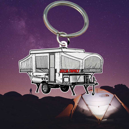 Personalized Camping Keychain, Camping Trailers Flat Acrylic Keychain for Camper SO0191