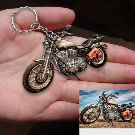 Customized Photo Motorcycle Keychain, Flat Acrylic Keychain for Motorcycle Lovers KO0183