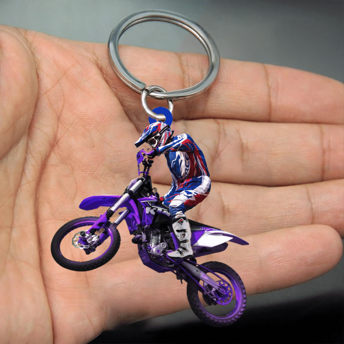 Personalized Motorbike Racing Flat Acrylic Keychain, Custom Motorbike Keychain for Motorcycle Lover KO0181