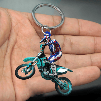 Personalized Motorbike Racing Flat Acrylic Keychain, Custom Motorbike Keychain for Motorcycle Lover KO0181