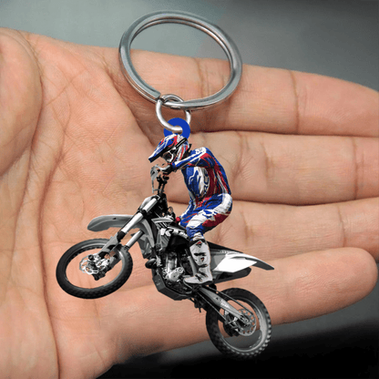 Personalized Motorbike Racing Flat Acrylic Keychain, Custom Motorbike Keychain for Motorcycle Lover KO0181