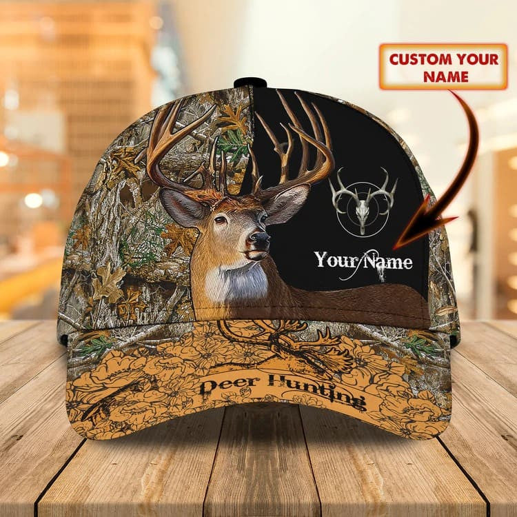 Personalized Deer Hunting Cap Gift for Dad and Son, 3D Classic Cap All Over Printed for Hunters SO0171