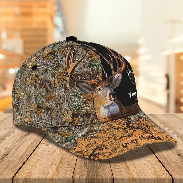 Personalized Deer Hunting Cap Gift for Dad and Son, 3D Classic Cap All Over Printed for Hunters SO0171