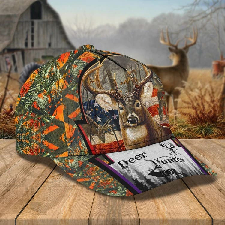 Personalized Deer Hunting Cap Gift for Dad and Son, 3D Classic Cap All Over Printed for Hunters SO0171