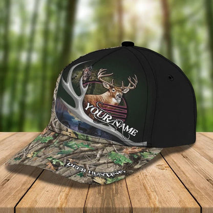 Personalized Deer Hunting Cap Gift for Dad and Son, 3D Classic Cap All Over Printed for Hunters SO0171