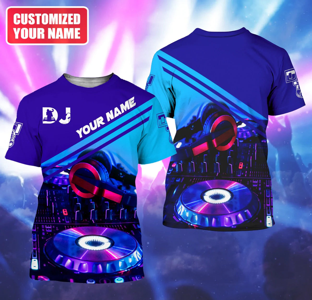 Custom With Name 3D Hoodie For DJ Men Women, Blue Tshirt For A DJ, DJ Musican Clothing TO0064