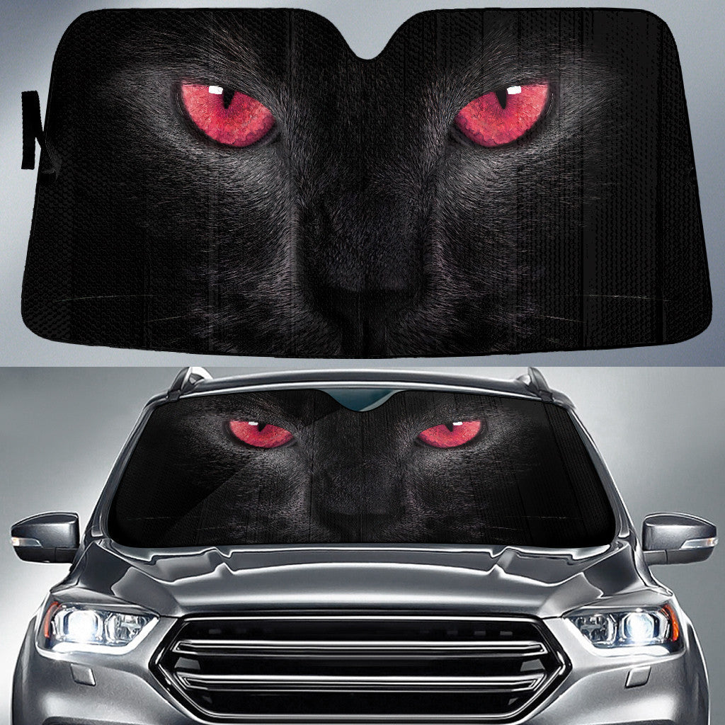 Evil Cat With Red Eyes Printed Car Sun Shades Cover Auto Windshield Tendpins SO0394