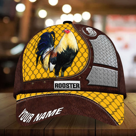 Premium Metal Rooster 3D Cap Multicolor Personalized 3D All Over Print Chicken Cap Hat CA2893