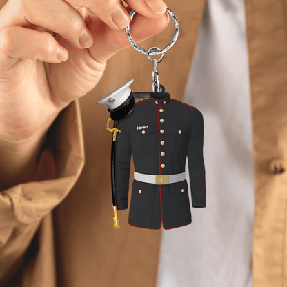 Personalized Military Uniform Keychain - Custom Name Acrylic Military Keychain for Officer, Soldiers KO0208