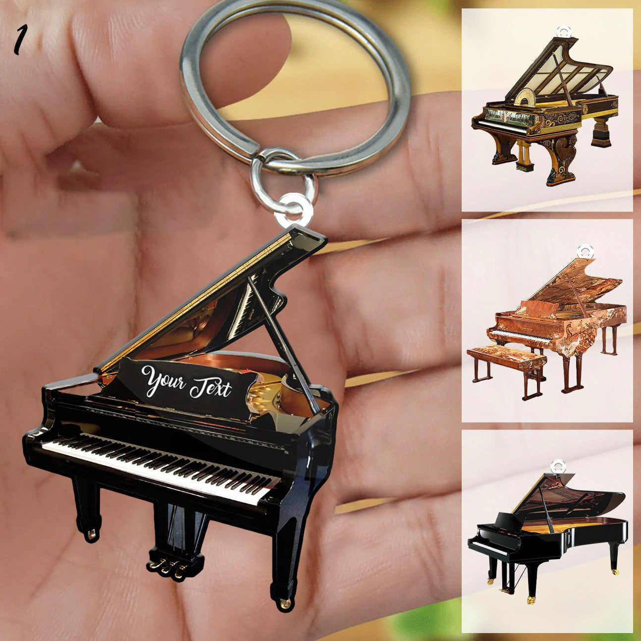 Personalized Piano Acrylic Keychain for Piano Player, Gift for Daughter and Son Piano Keychain KO0177