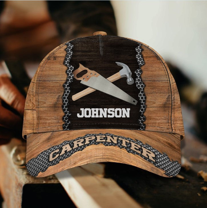 Customized Carpenter Hat for Dad's Birth's Day Gift, Carpenter 3D Cap All Over Printed SO0401