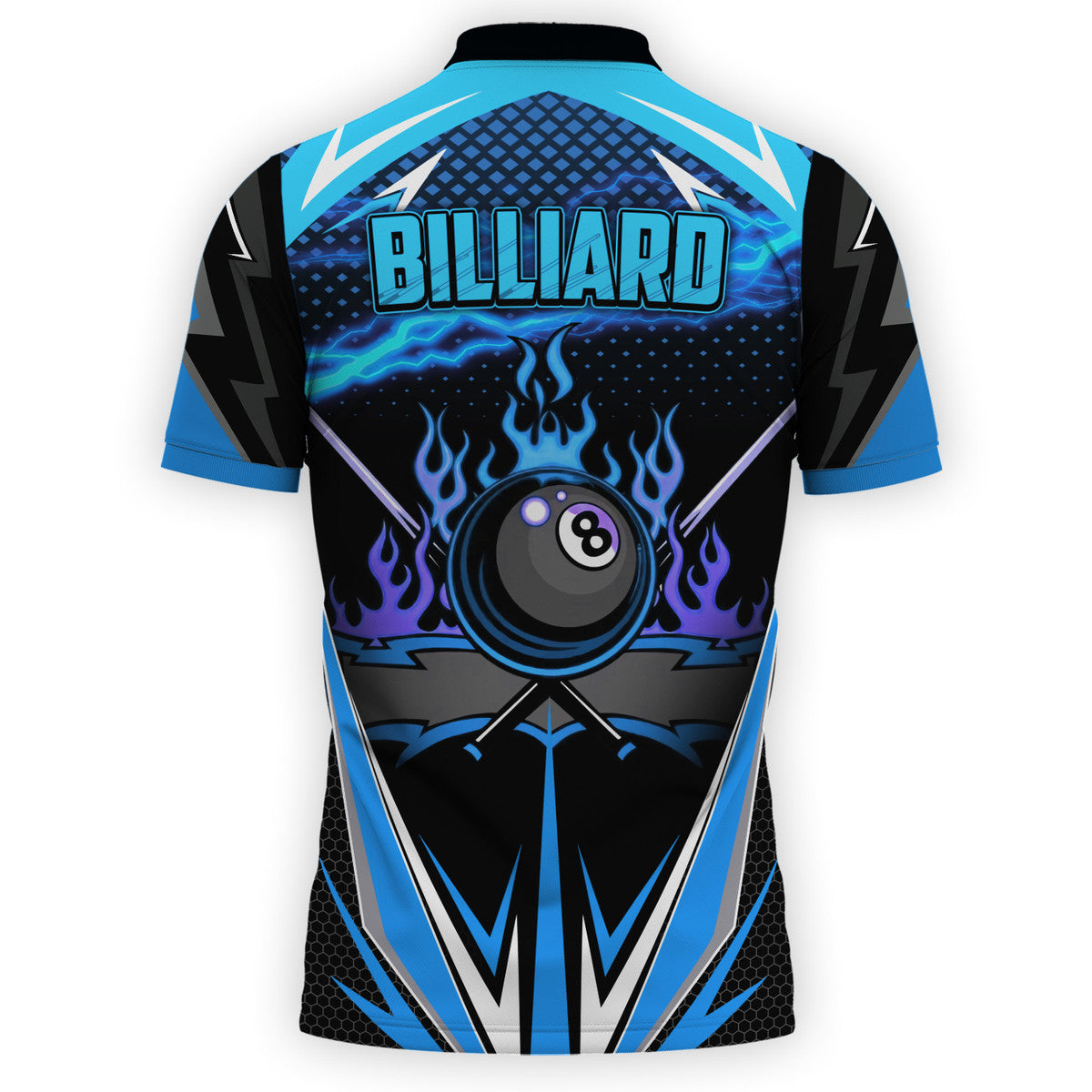 3D All Over Print Billiard Blue Fire Polo Shirt, Thunder Sport Billiard Shirt, Gift for Him SO0711