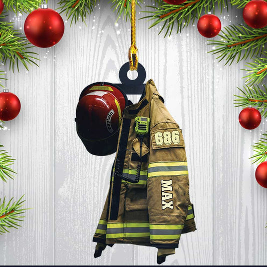 Captain Firefighter Christmas Ornament, Custom Firefighter Uniform & Hat Acrylic Ornament for Firefighter OO3761