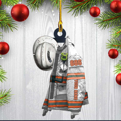 Chief Firefighter Uniform Christmas Ornament, Custom Acrylic Firefighter Ornament for Him OO3760