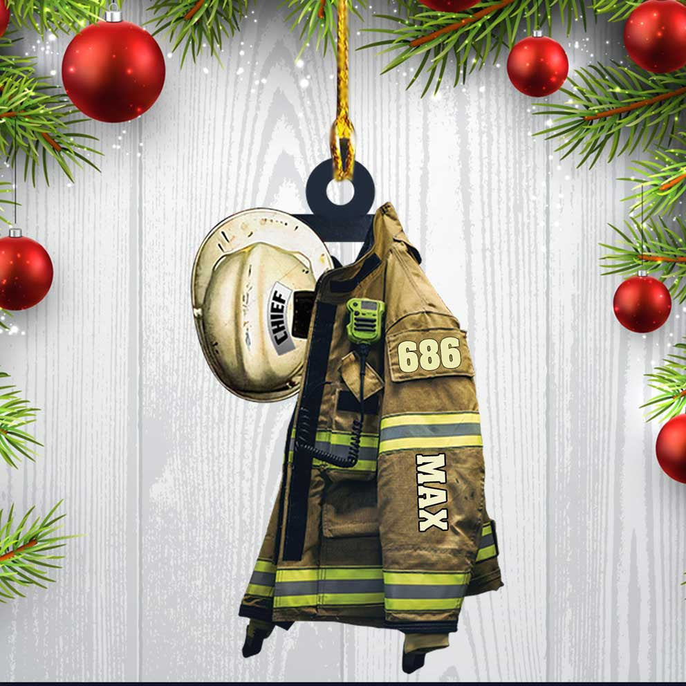 Chief Firefighter Uniform Christmas Ornament, Custom Acrylic Firefighter Ornament for Him OO3760