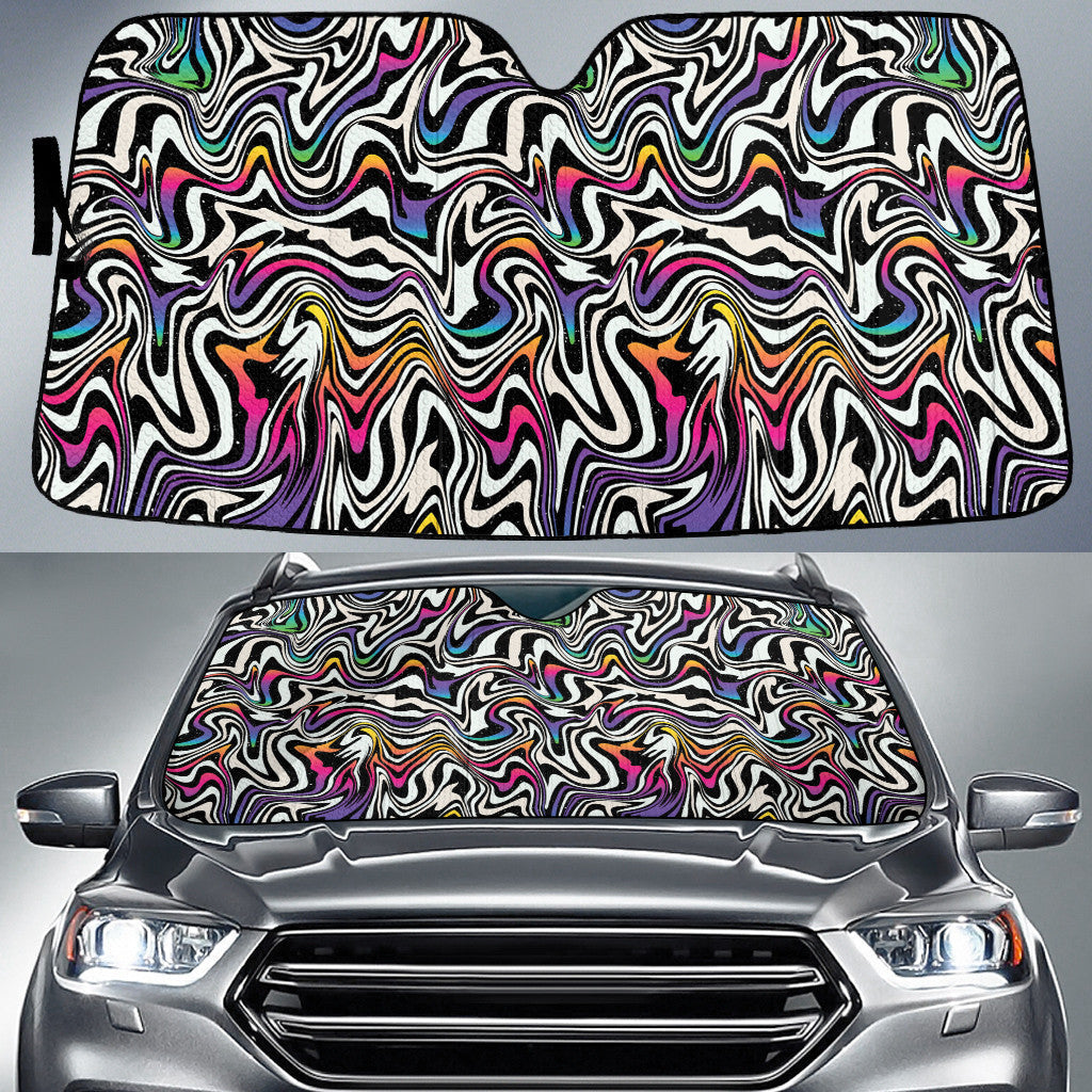 Rainbow Starry Night Psychedelic Neon Swirls Pattern Car Sun Shades Cover Auto Windshield Tendpins SO0387