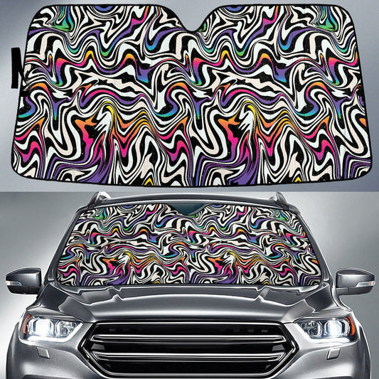 Rainbow Starry Night Psychedelic Neon Swirls Pattern Car Sun Shades Cover Auto Windshield Tendpins SO0387