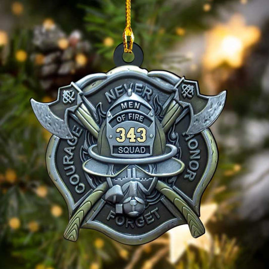 Customized Firefighter Axe Logo Ornament for Fireman, Firefighter Christmas Acrylic Ornament for Him OO3752