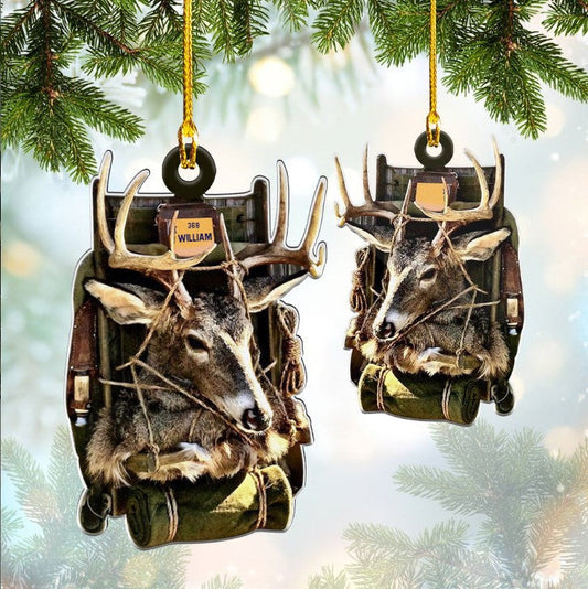 Personalized Deer Hunting Ornament for Christmas, Acrylic Ornament for Father and Son OO3735