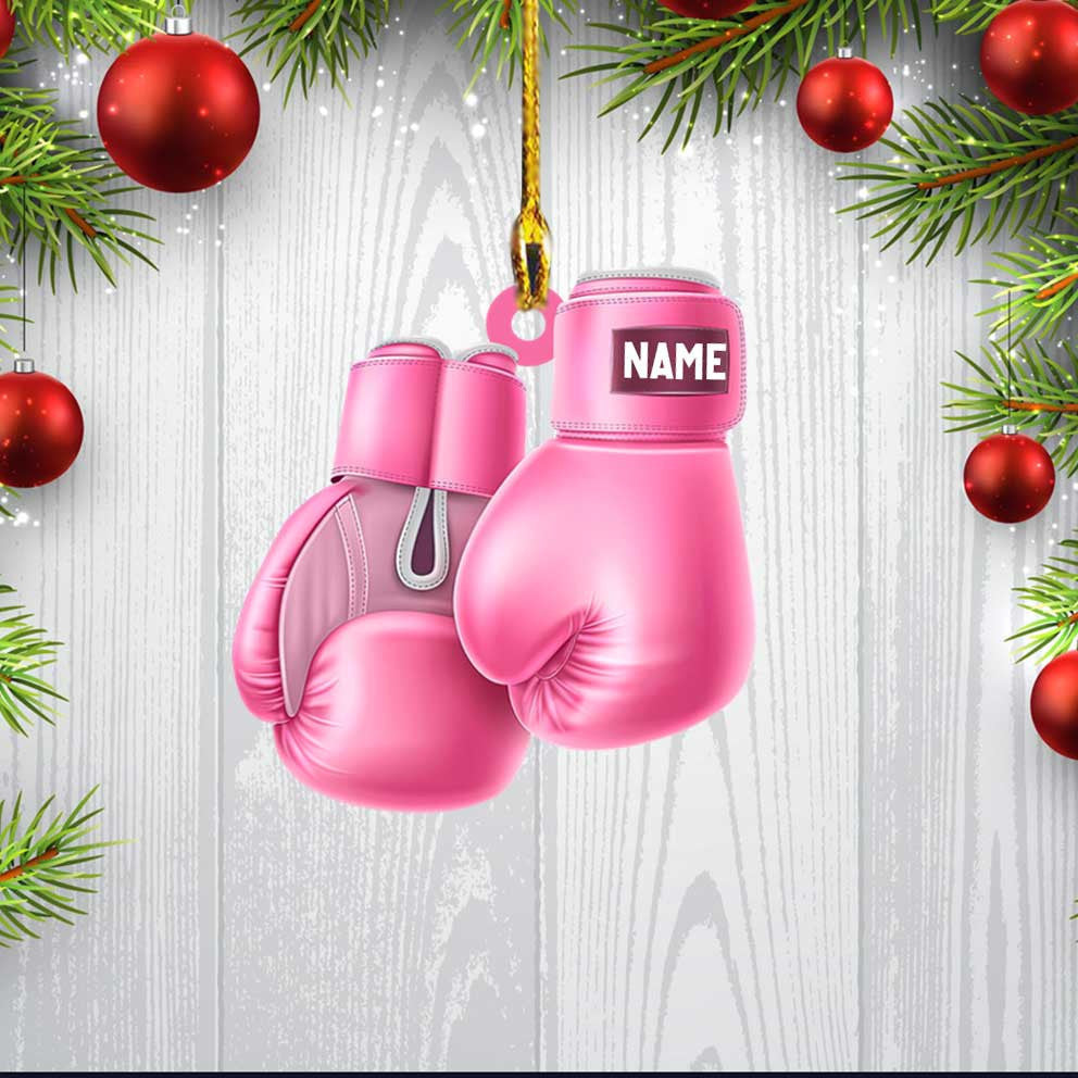 Boxing Gloves and Helmet Personalized Flat Ornament OO1784