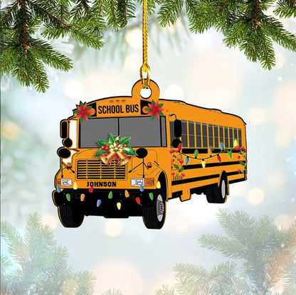 Personalized School Bus Ornament, Custom Name Flat Acrylic Ornament for Bus Driver OO3718