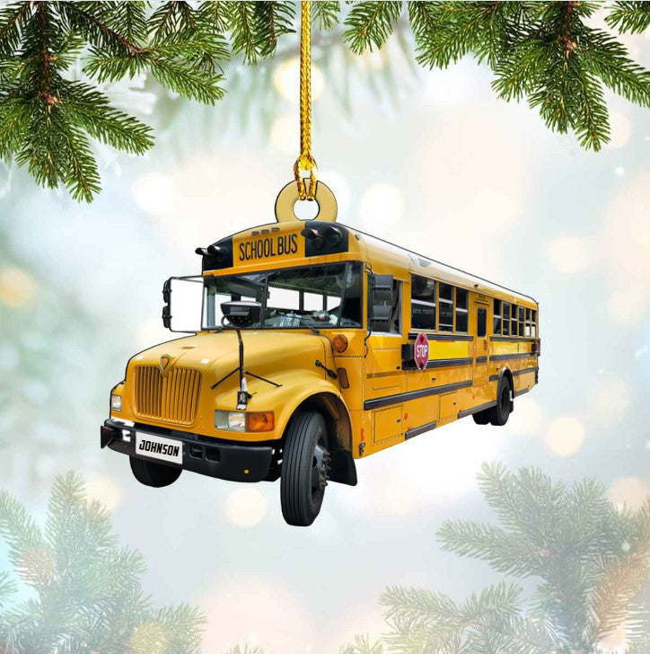 Customized School Bus Acrylic Ornament for Bus Driver Christmas Gift OO3717