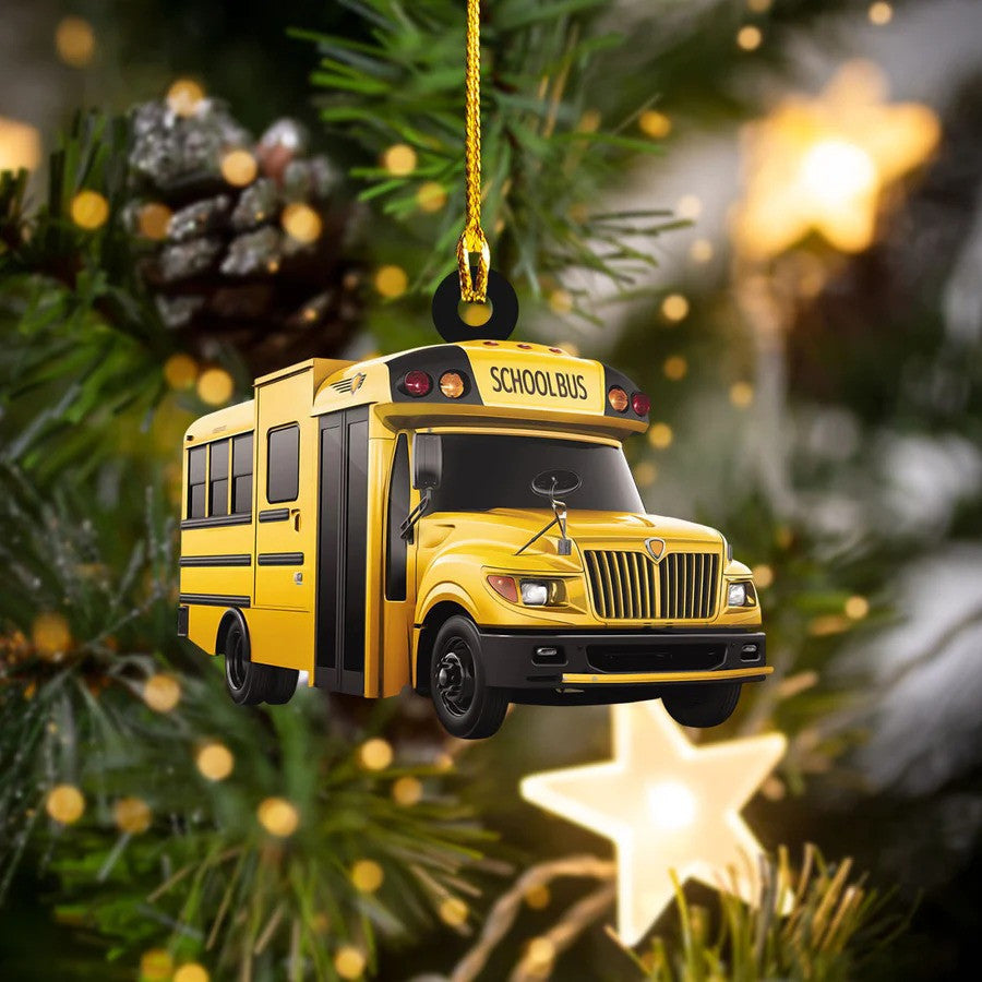 Funny Duck School Bus Acrylic Ornament for School Bus Driver Christmas Gift OO3716