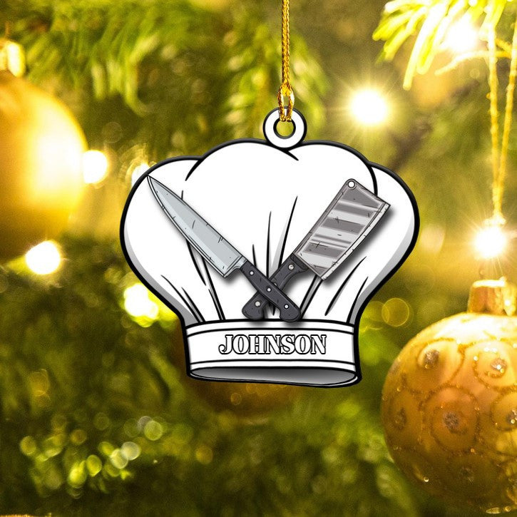 Personalized Chef Hat Custom Shaped Ornament, Acrylic Chef Ornament for Chef OO3683