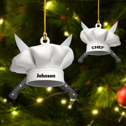 Personalized Chef Hat Custom Shaped Ornament, Acrylic Chef Ornament for Chef OO3683