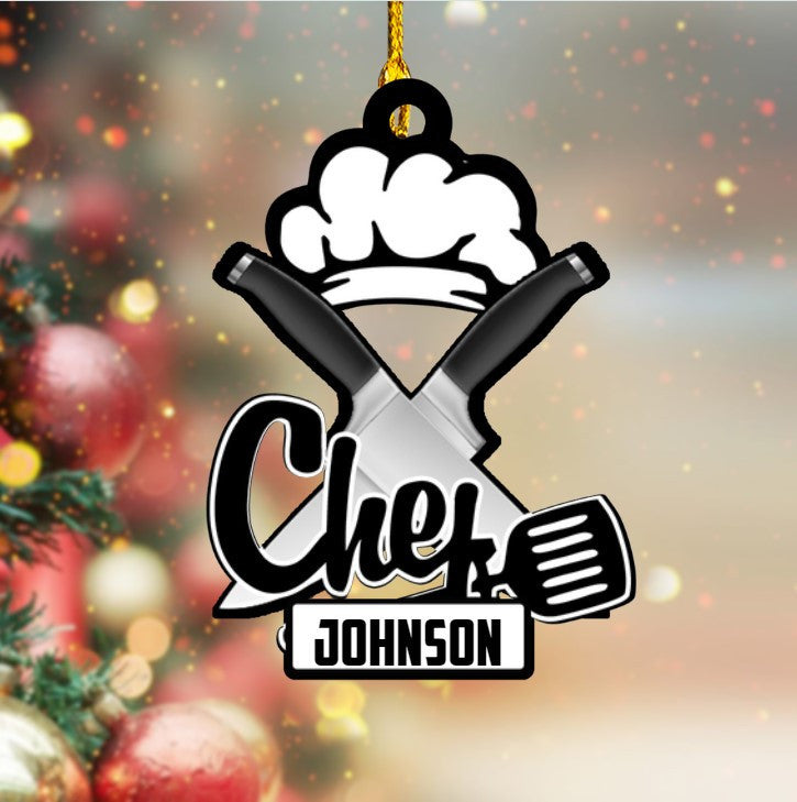 Personalized Chef Name CSO For Chef Custom shape acrylic ornament, ornament for Chef OO3679