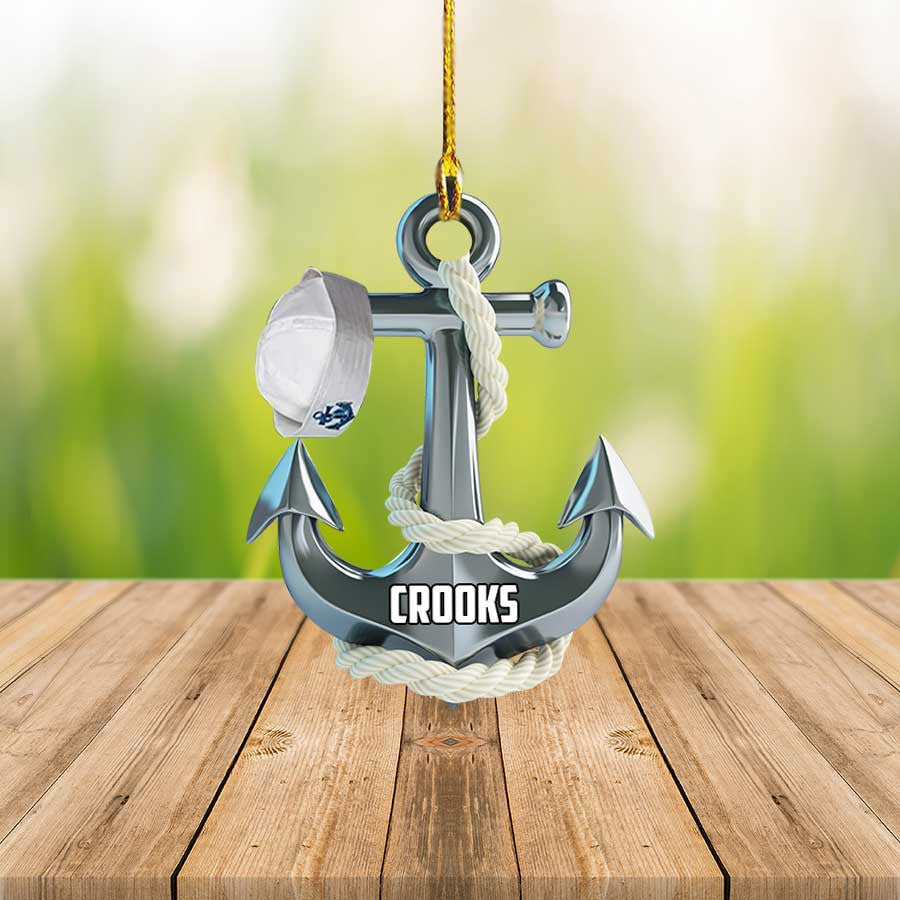 Personalized Anchor Flat Acrylic Ornament for Sailor OO3666