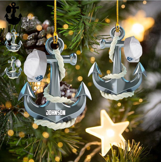 Personalized Christmas Anchor Sailor Captain Flat Acrylic Ornament for Sailor OO3665