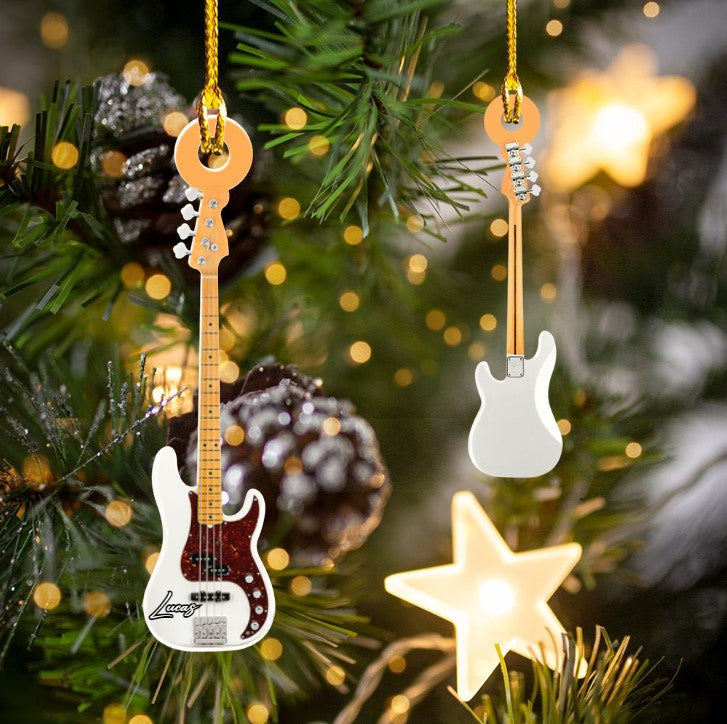 Personalized Classic Guitar Custom Name Ornament Christmas Acrylic Custom Shape Ornament for Guitar Players OO3662