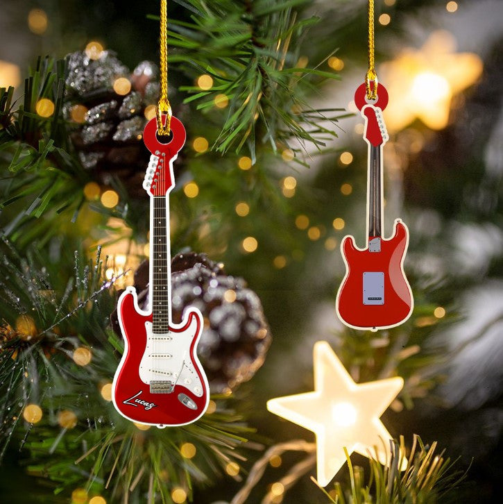 Personalized Classic Guitar Custom Name Ornament Christmas Acrylic Custom Shape Ornament for Guitar Players OO3662