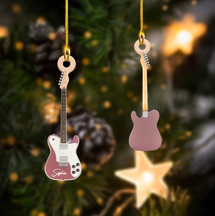 Personalized Classic Guitar Custom Name Ornament Christmas Acrylic Custom Shape Ornament for Guitar Players OO3662