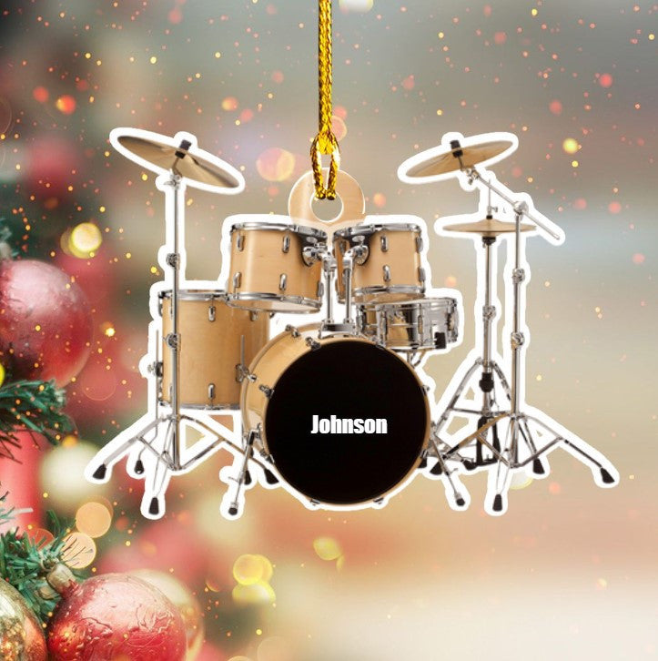 Personalized Colorful Drum Acrylic Ornament for Christmas Gift Drummer OO3656