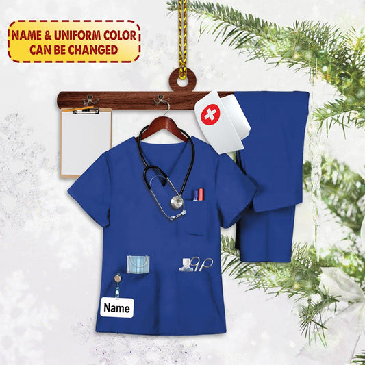 Personalized Nurse Uniform With Name Custom Shaped Acrylic Ornament Two Sides Prints OO3623