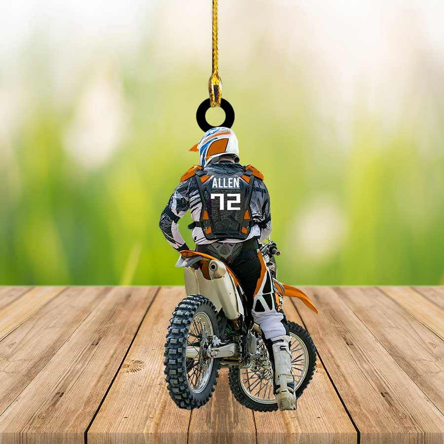 Personalized Motocross Racer Ornament, Customized Flat Acrylic Ornament for Motocross Lovers OO3608