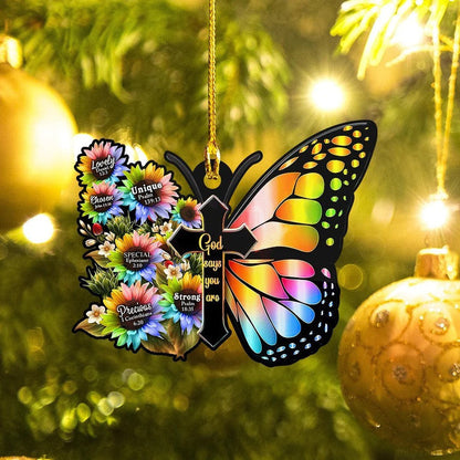 Customized Butterfly with Cross Faith Ornament Jesus Acrylic Butterfly Ornament OO3588