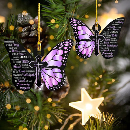 Customized Butterfly with Cross Faith Ornament Jesus Acrylic Butterfly Ornament OO3588