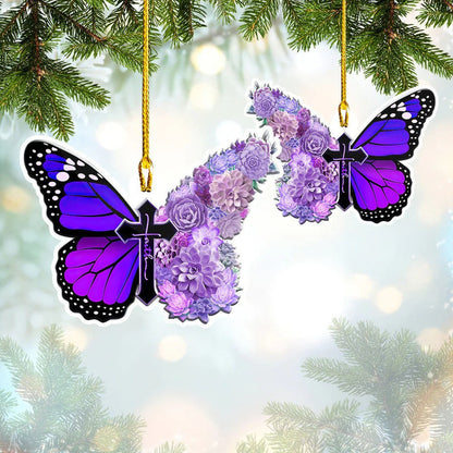 Customized Butterfly with Cross Faith Ornament Jesus Acrylic Butterfly Ornament OO3588