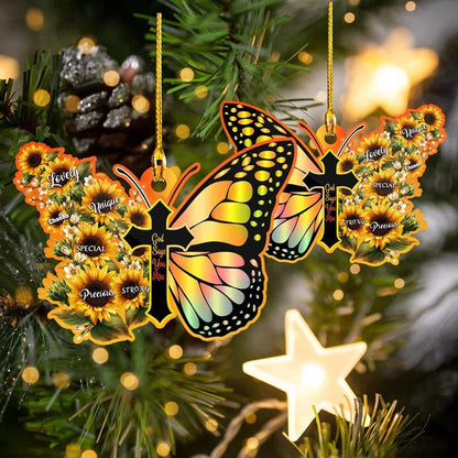 Customized Butterfly with Cross Faith Ornament Jesus Acrylic Butterfly Ornament OO3588