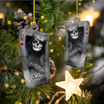 Personalized King & Queen Skull Card Custom Shapes Ornament Acrylic for Him OO3562