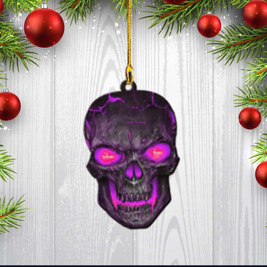 Personalized Skull Ornament, Custom Name Flat Acrylic Ornament for Skull Lover OO3549