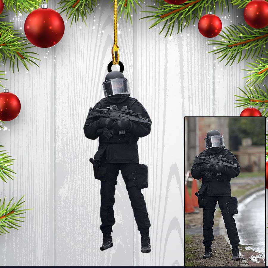 Custom Photo Police Acrylic Ornament for Policeman, Custom Shaped Police Ornament for Dad OO3542