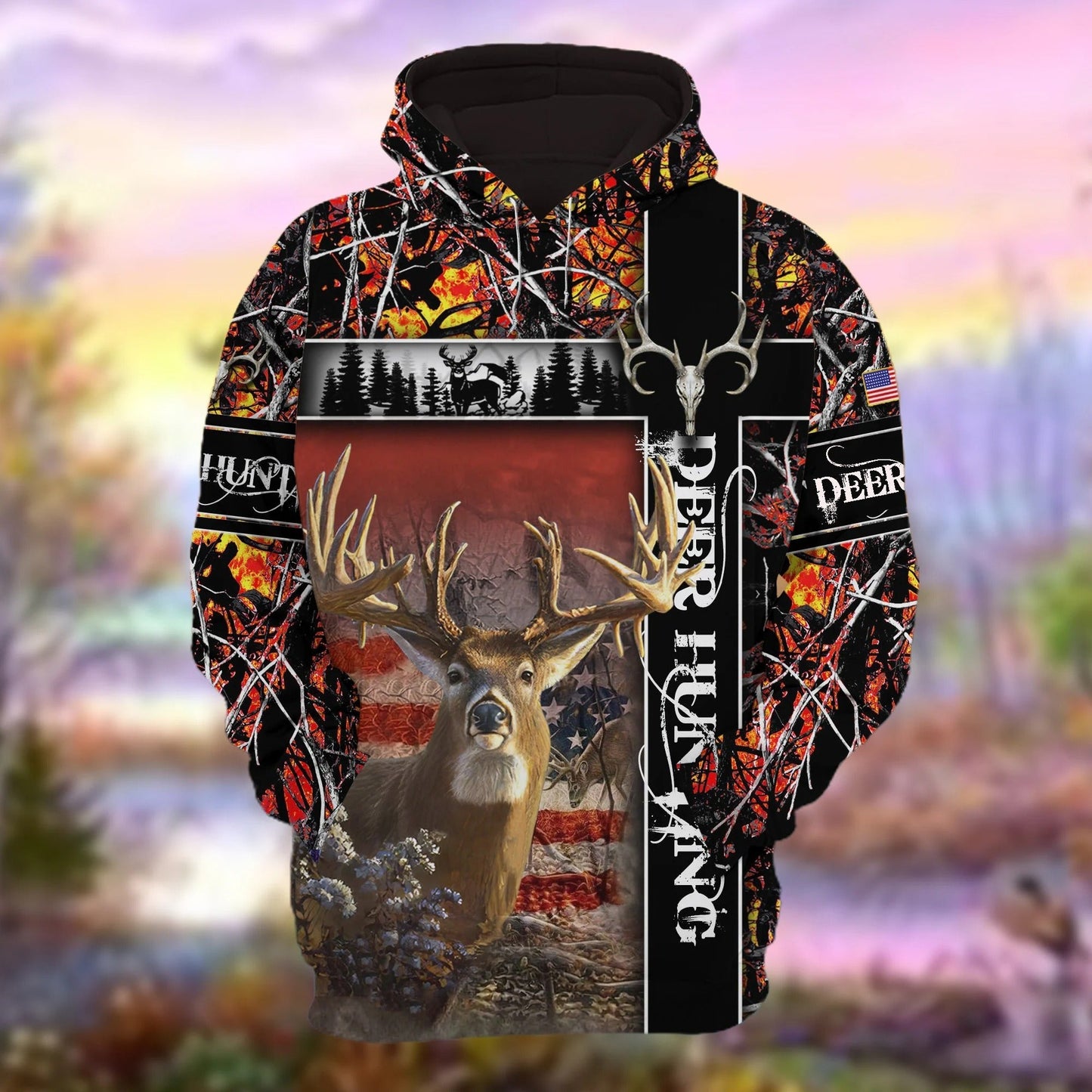 Personalized Deer Hunting Hoodie 3D Pullover American Forest Pattern Deer Hunting Hoodie Hunting Club Uniform SO0504