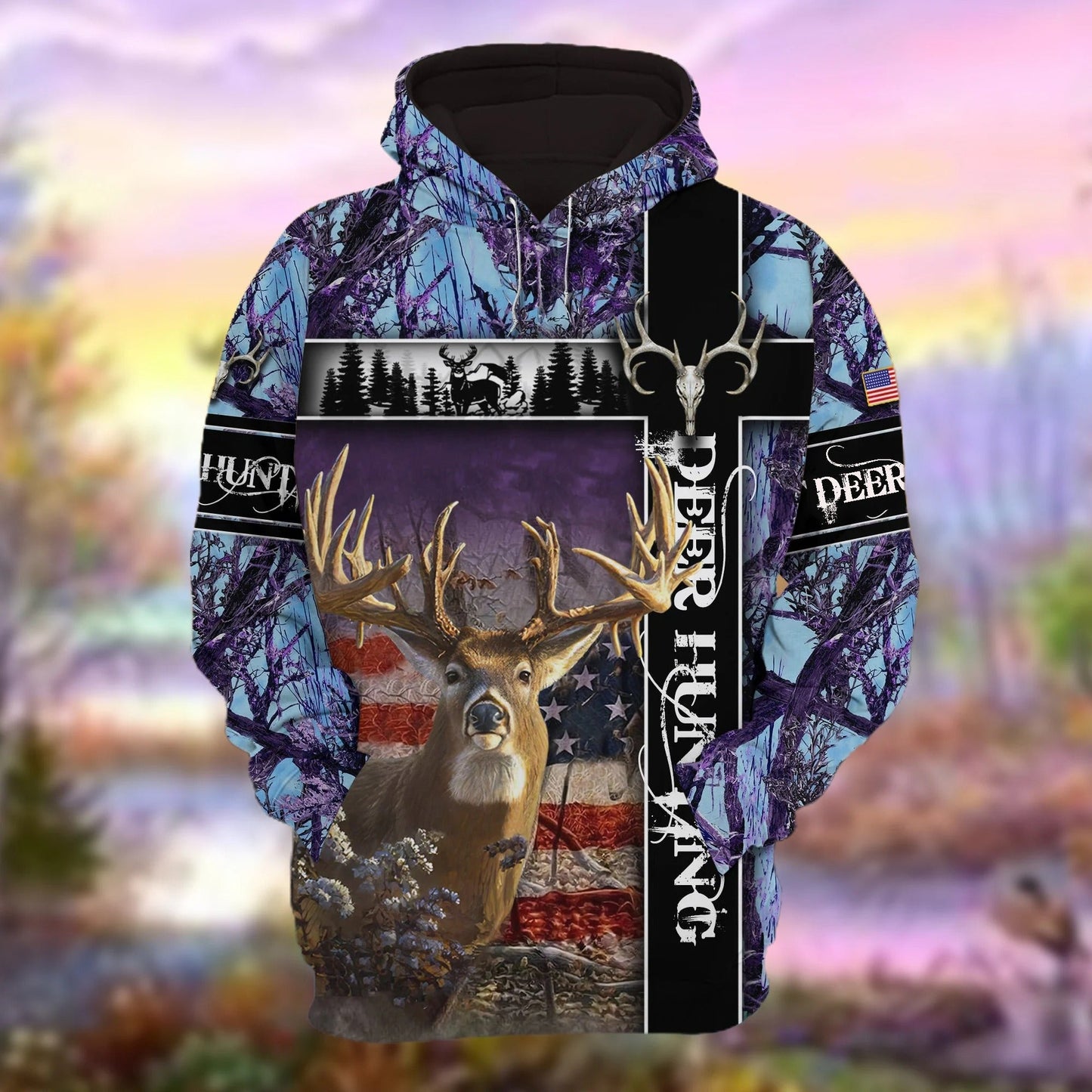 Personalized Deer Hunting Hoodie 3D Pullover American Forest Pattern Deer Hunting Hoodie Hunting Club Uniform SO0504