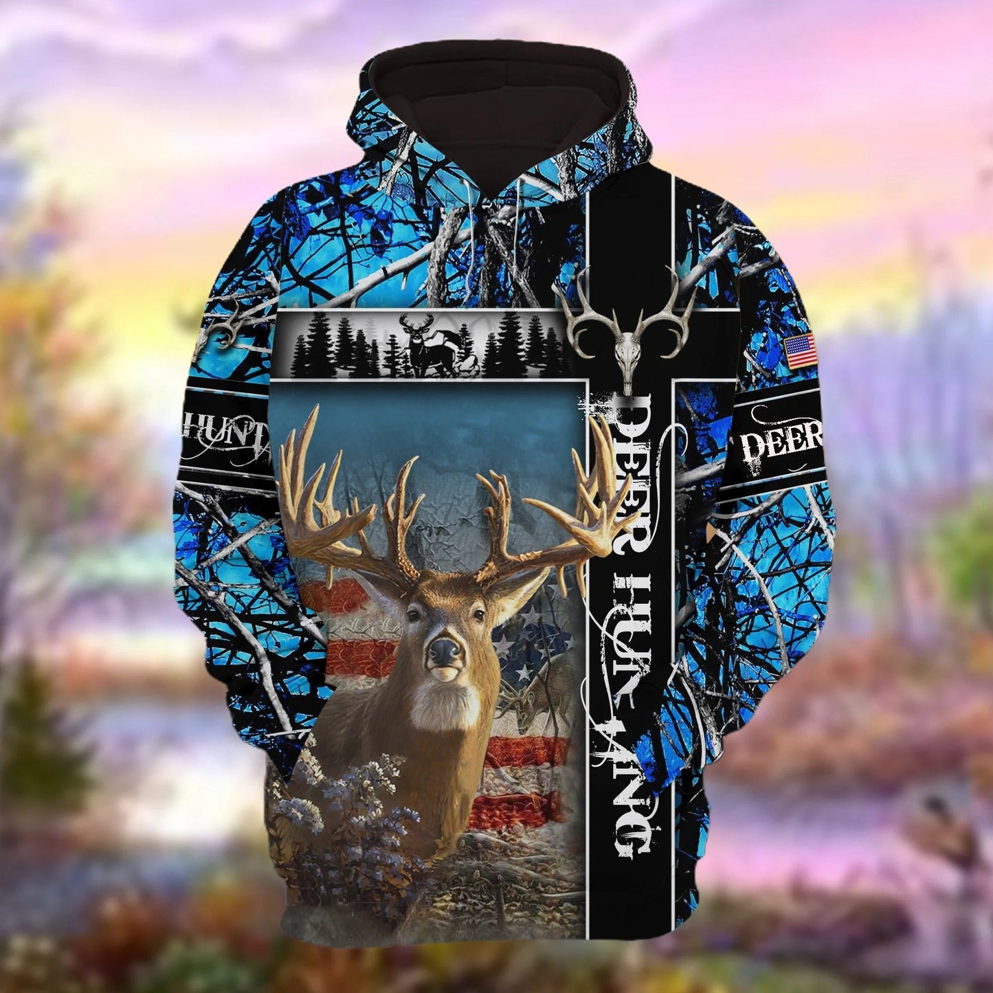 Personalized Deer Hunting Hoodie 3D Pullover American Forest Pattern Deer Hunting Hoodie Hunting Club Uniform SO0504